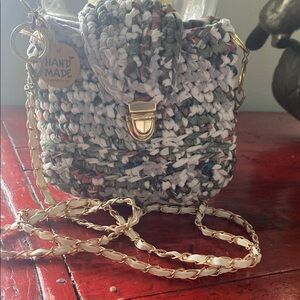 Multicolor Crochet Bag with Gold Chain